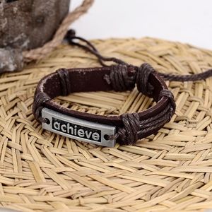 ACHIEVE Vintage Leather Hand Woven Rope Bracelet